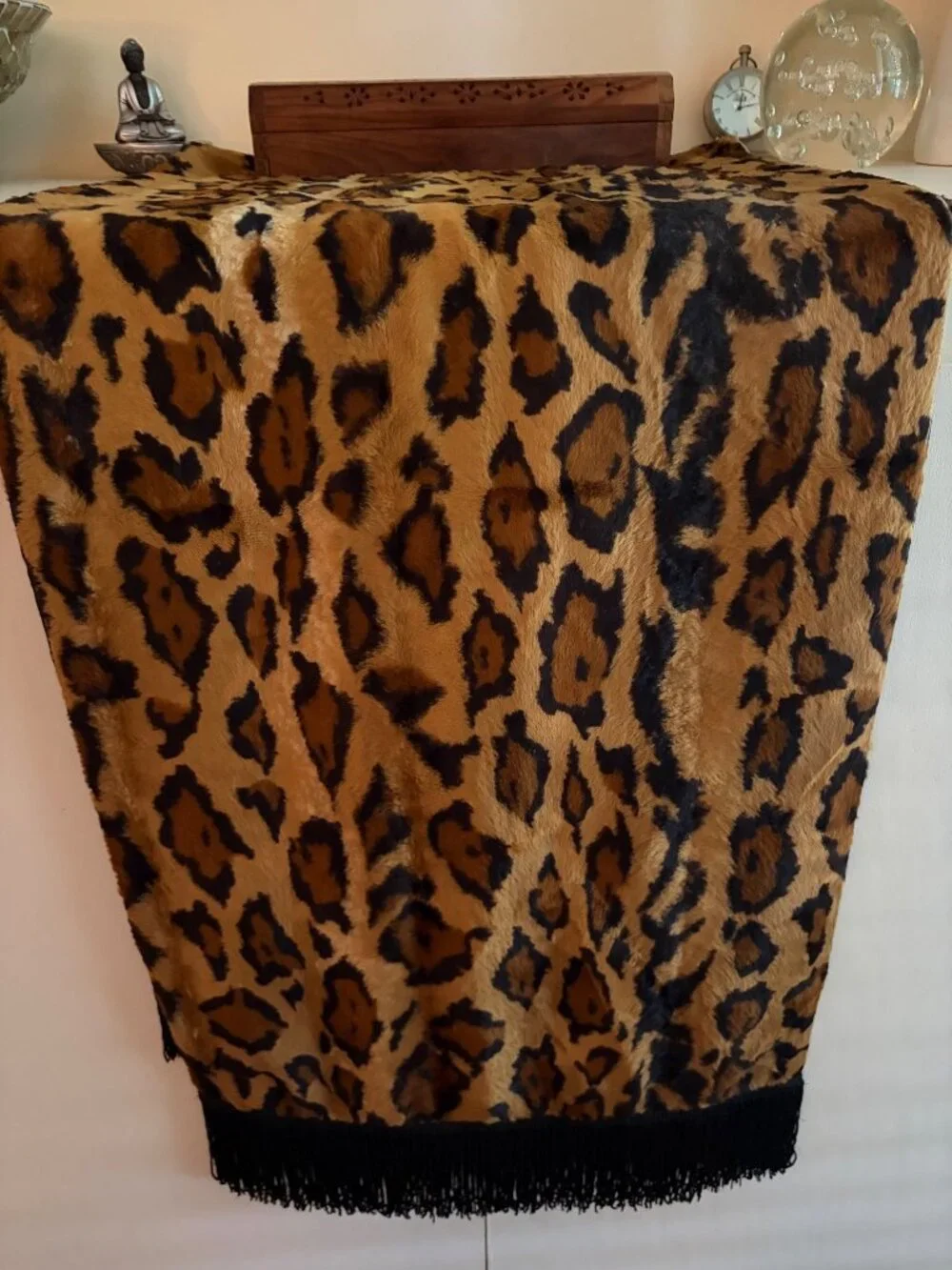 Andasimo Leopard Long Table Dresser Cabinet Runner with Fringe Home Decor